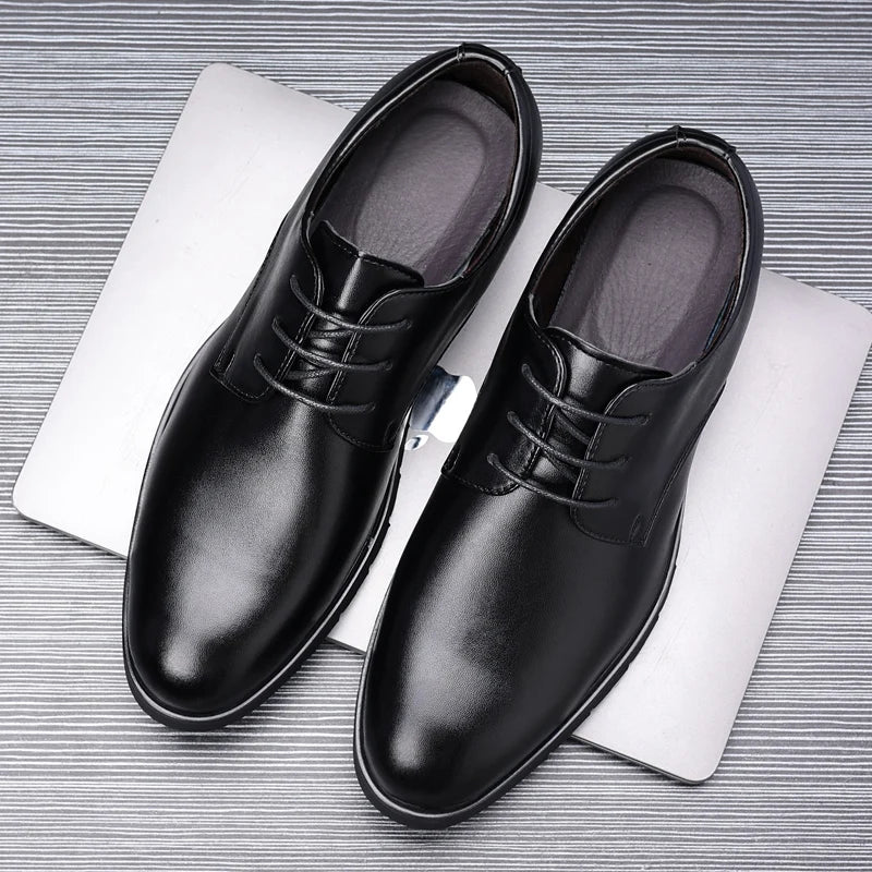 High Quality Formal Leather Men Dress Shoes Breathable Mens Casual Shoes Italian Luxury Brand Lace - Up Non - slip Men Driving Shoes - PratSN