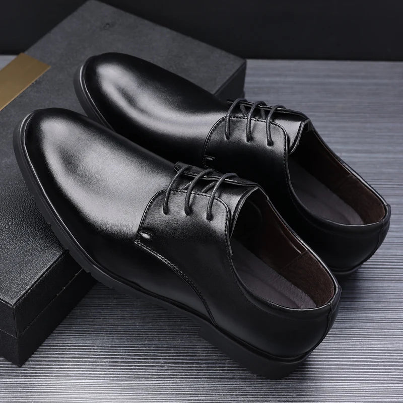 High Quality Formal Leather Men Dress Shoes Breathable Mens Casual Shoes Italian Luxury Brand Lace - Up Non - slip Men Driving Shoes - PratSN