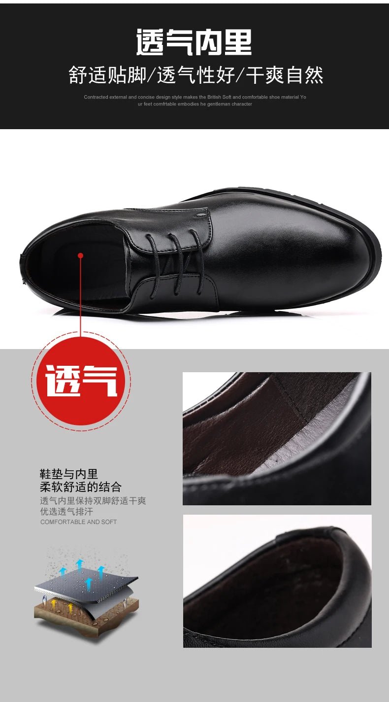 High Quality Formal Leather Men Dress Shoes Breathable Mens Casual Shoes Italian Luxury Brand Lace - Up Non - slip Men Driving Shoes - PratSN