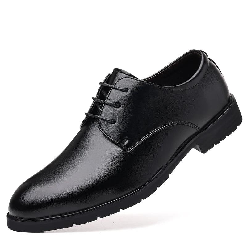 High Quality Formal Leather Men Dress Shoes Breathable Mens Casual Shoes Italian Luxury Brand Lace - Up Non - slip Men Driving Shoes - PratSN