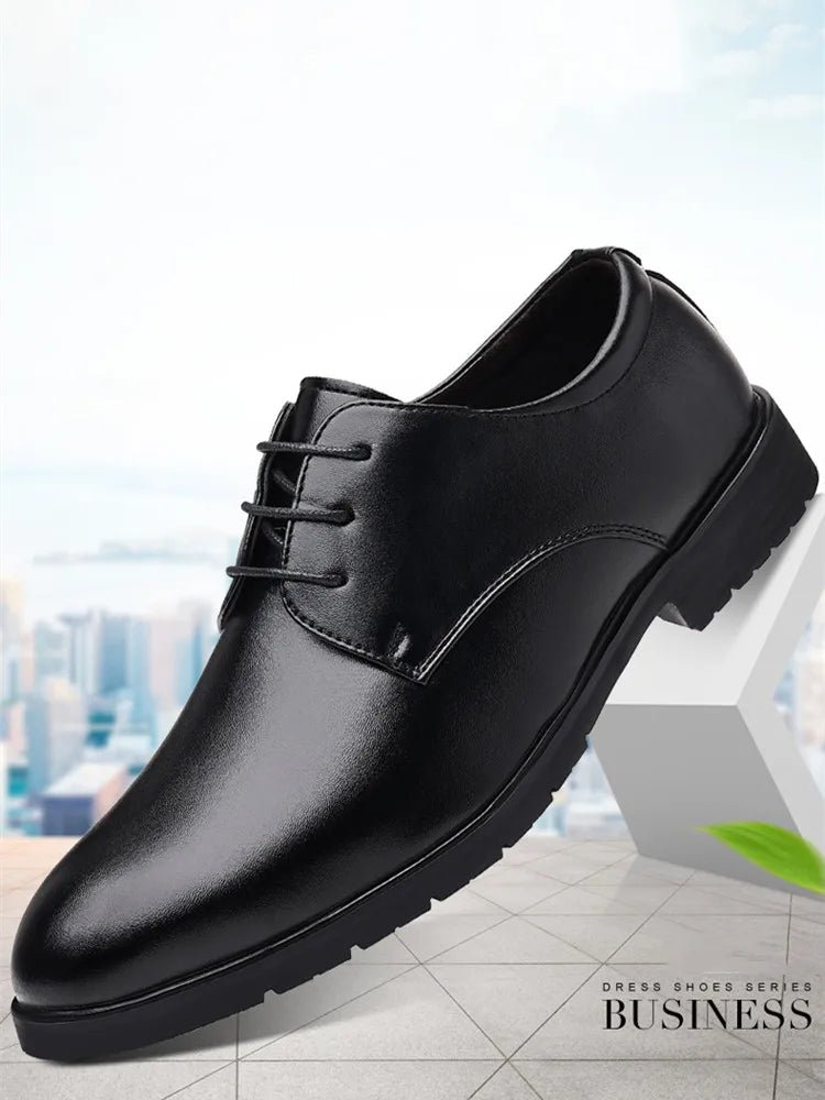 High Quality Formal Leather Men Dress Shoes Breathable Mens Casual Shoes Italian Luxury Brand Lace - Up Non - slip Men Driving Shoes - PratSN