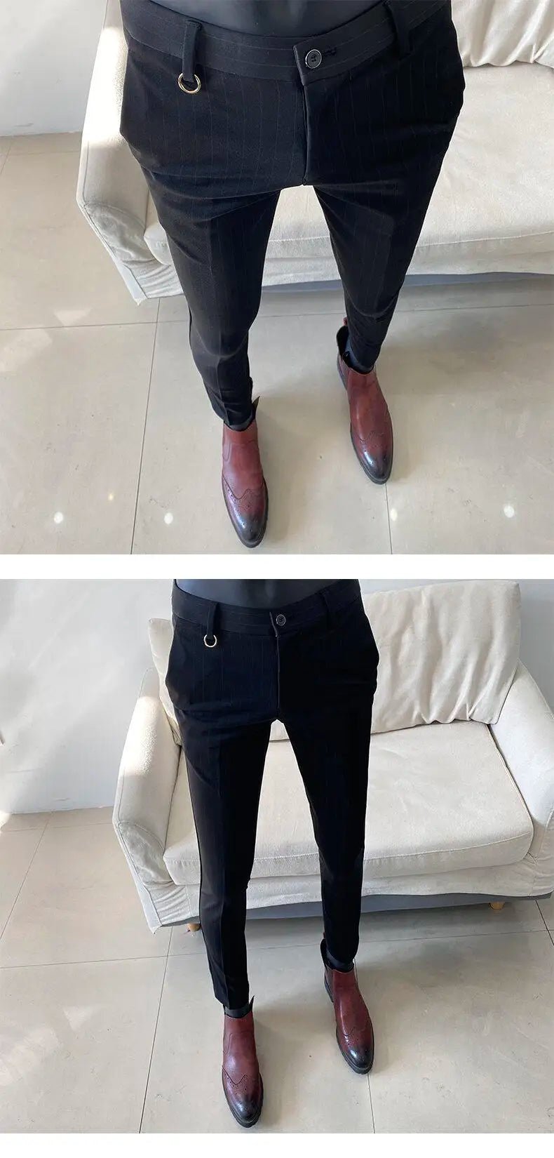High Quality Striped Suit Pants 2025 Men Elegant Slim Fit Tight Trousers Men Office Party Business Casual Slim Fit Dress Pants - PratSN