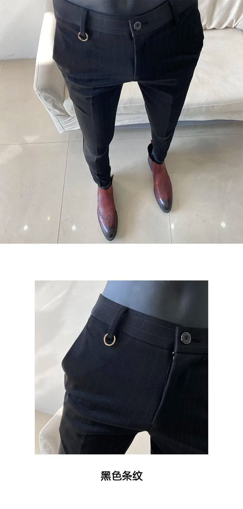 High Quality Striped Suit Pants 2025 Men Elegant Slim Fit Tight Trousers Men Office Party Business Casual Slim Fit Dress Pants - PratSN