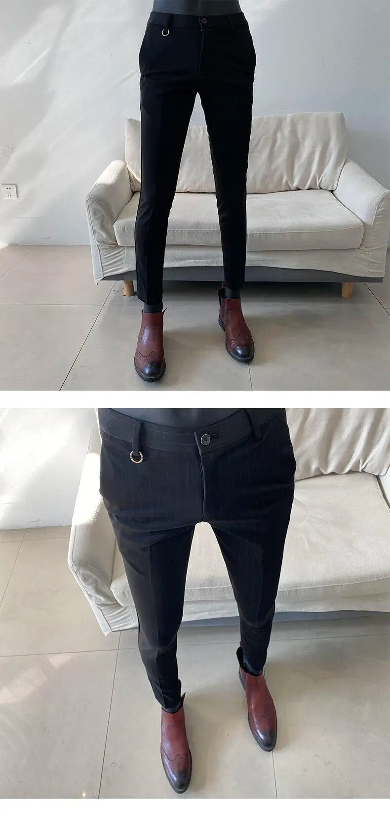 High Quality Striped Suit Pants 2025 Men Elegant Slim Fit Tight Trousers Men Office Party Business Casual Slim Fit Dress Pants - PratSN