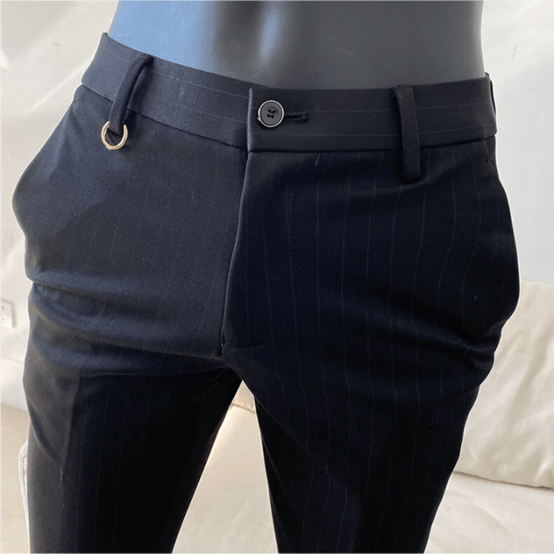 High Quality Striped Suit Pants 2025 Men Elegant Slim Fit Tight Trousers Men Office Party Business Casual Slim Fit Dress Pants - PratSN Black / 31 / High Quality Striped Suit Pants 2025 Men Elegant Slim Fit Tight Trousers Men Office Party Business Casual Slim Fit Dress Pants - PratSN Black / 31 /