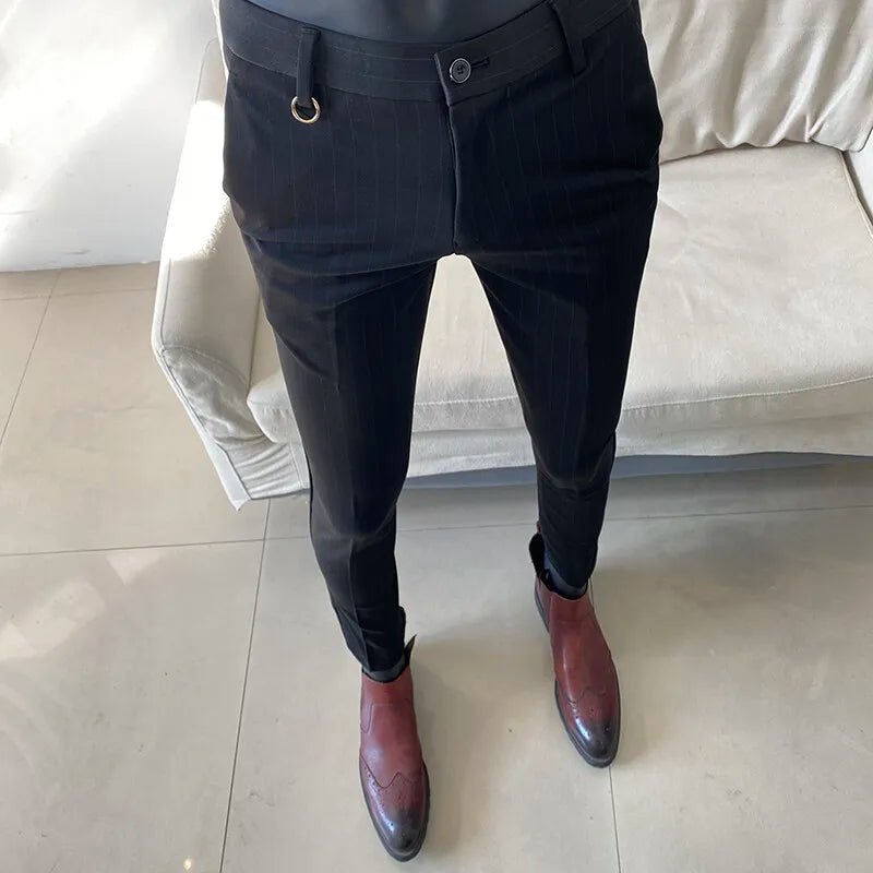 High Quality Striped Suit Pants 2025 Men Elegant Slim Fit Tight Trousers Men Office Party Business Casual Slim Fit Dress Pants - PratSN