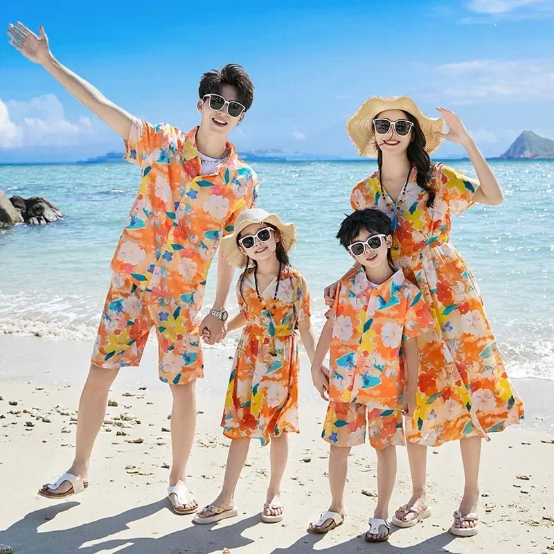 Holiday Parents Children Mom Daughter Dress Dad Son Shirts SetsBeach Clothes Vacation Family Brother Sister Matching Clothing - PratSN