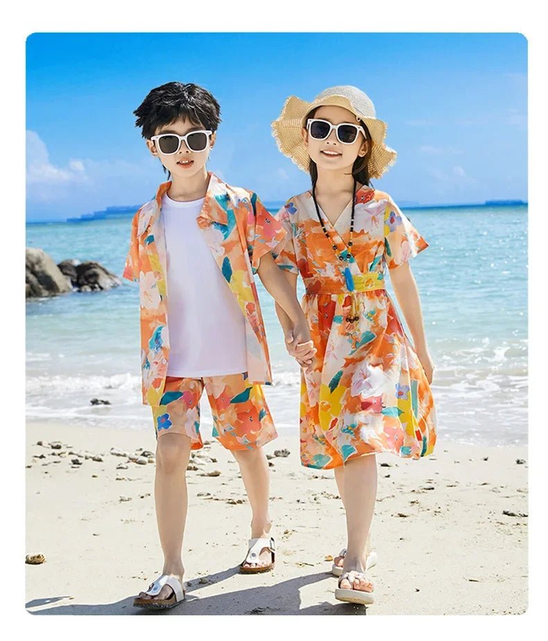 Holiday Parents Children Mom Daughter Dress Dad Son Shirts SetsBeach Clothes Vacation Family Brother Sister Matching Clothing - PratSN