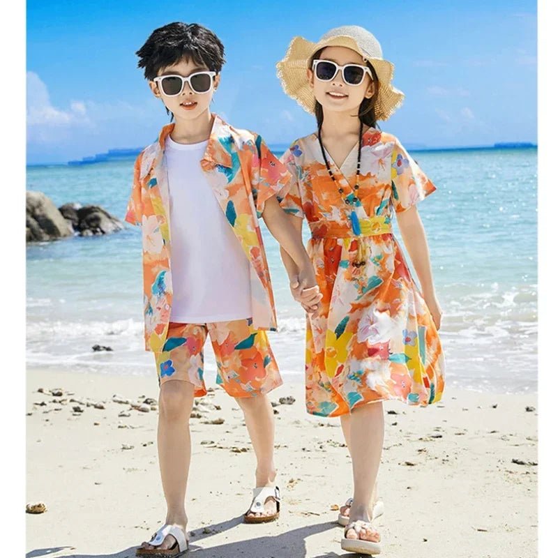 Holiday Parents Children Mom Daughter Dress Dad Son Shirts SetsBeach Clothes Vacation Family Brother Sister Matching Clothing - PratSN