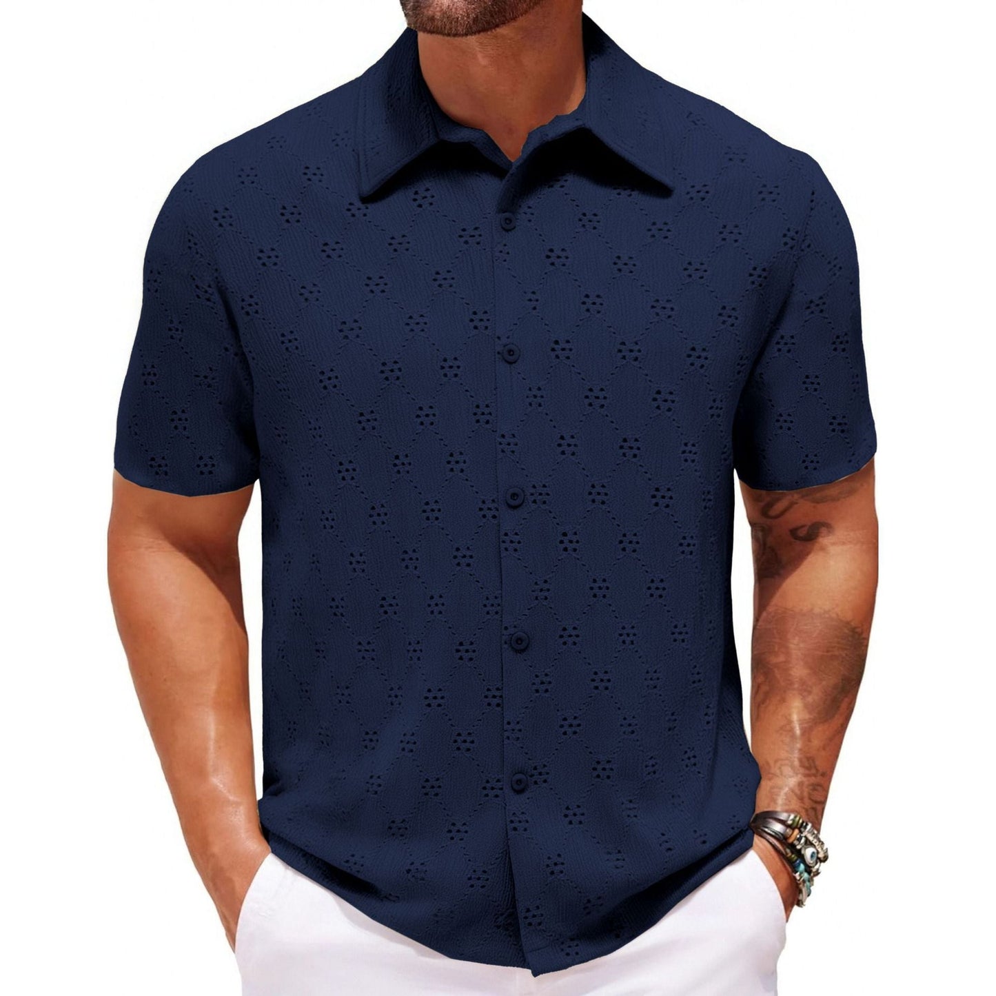 Hollow Jacquard Summer Casual Short Sleeve - PratSN