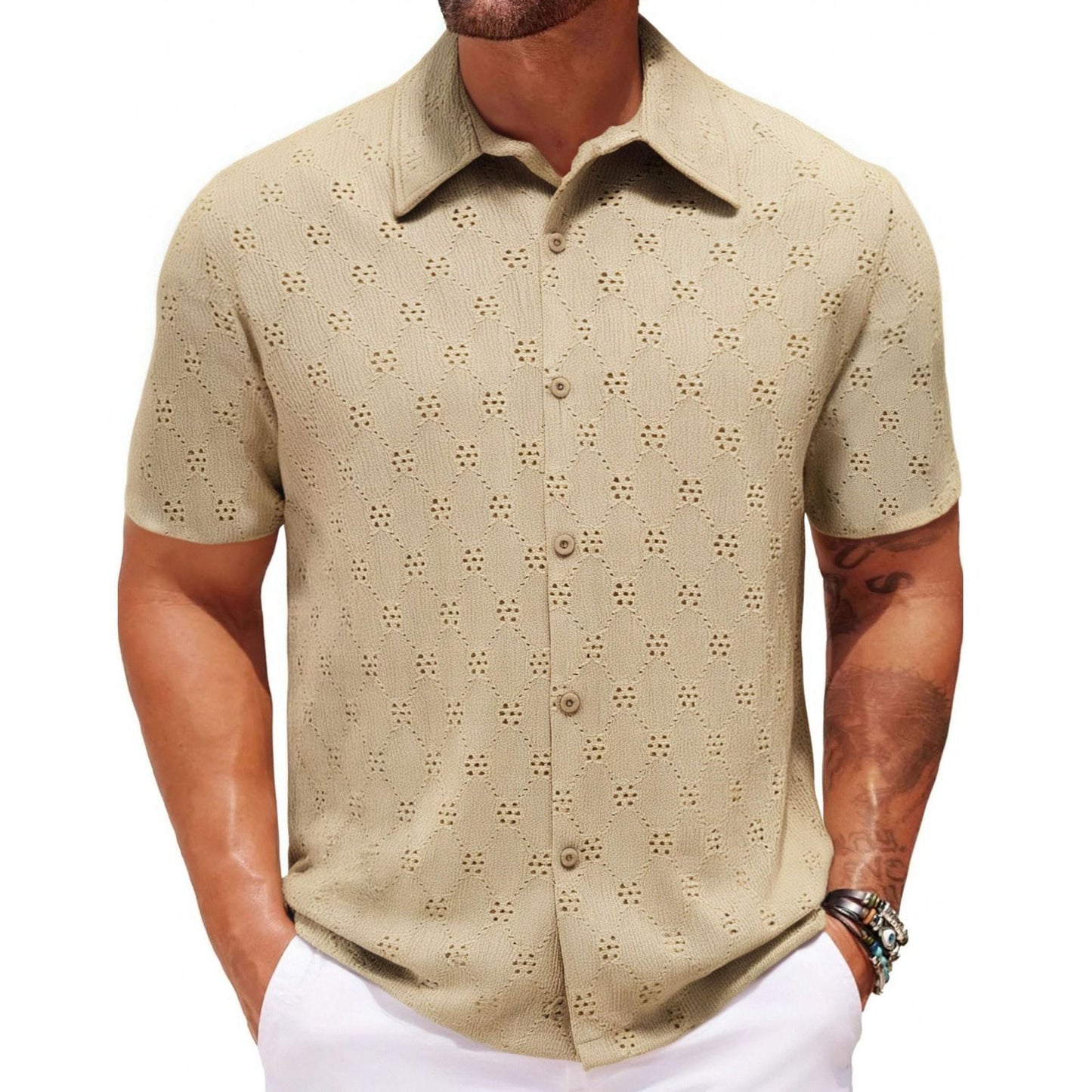 Hollow Jacquard Summer Casual Short Sleeve - PratSN