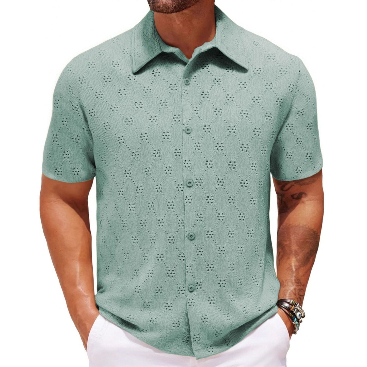 Hollow Jacquard Summer Casual Short Sleeve - PratSN