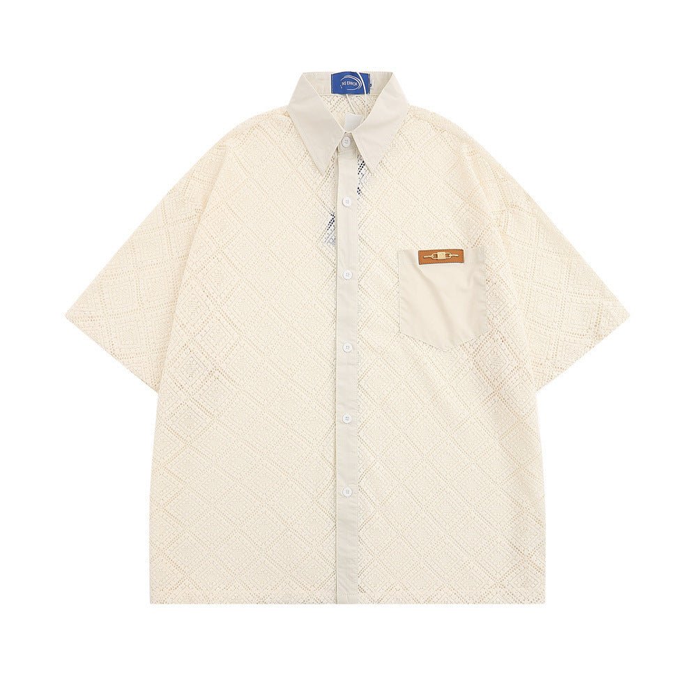 Hollow - out Crocheted Lace Short - sleeved Shirt - PratSN