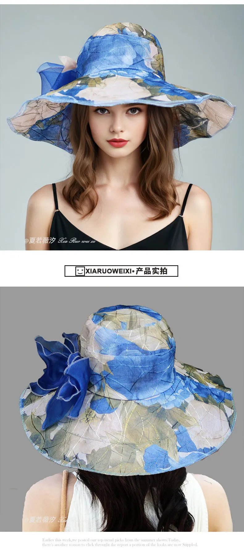 Hot Sale Fashion Flower Printing Cap Beach Hat Women Summer Hat Big Brim Sunshade Hat Outdoors Sun Hat Female Panama Bucket Hat - PratSN