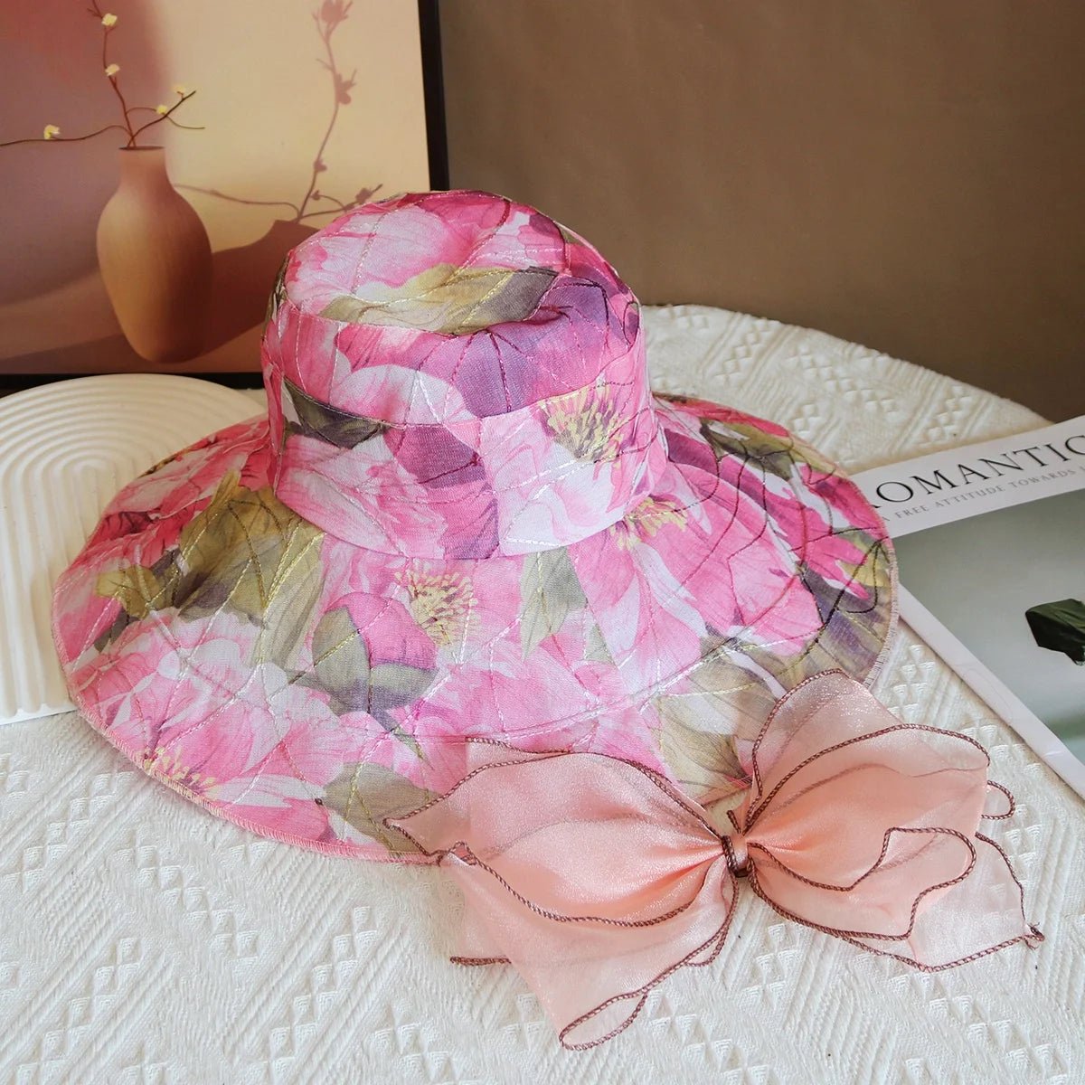 Hot Sale Fashion Flower Printing Cap Beach Hat Women Summer Hat Big Brim Sunshade Hat Outdoors Sun Hat Female Panama Bucket Hat - PratSN