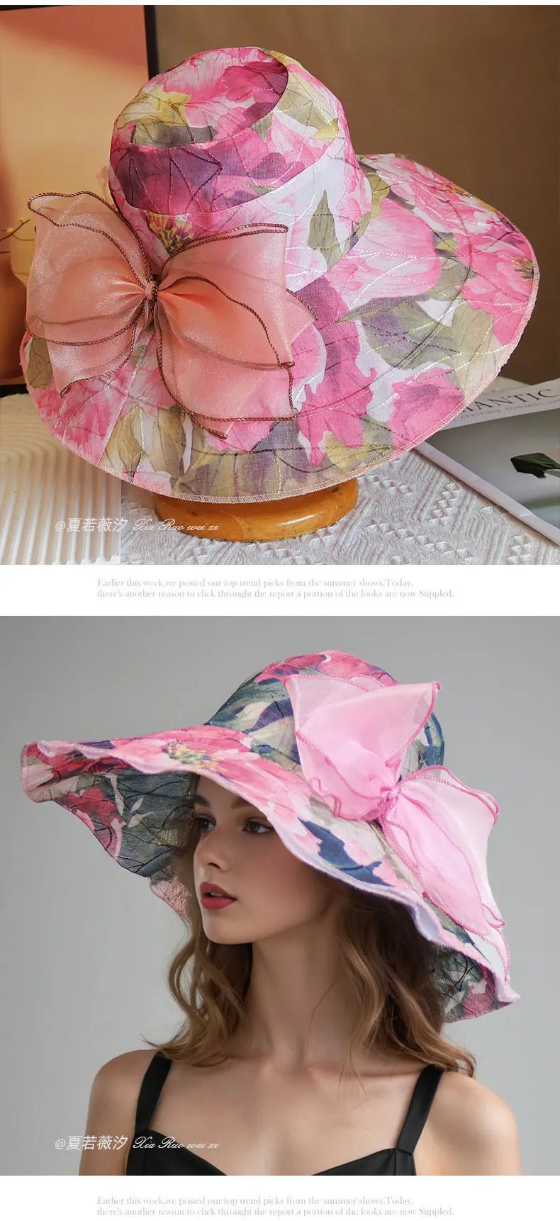 Hot Sale Fashion Flower Printing Cap Beach Hat Women Summer Hat Big Brim Sunshade Hat Outdoors Sun Hat Female Panama Bucket Hat - PratSN