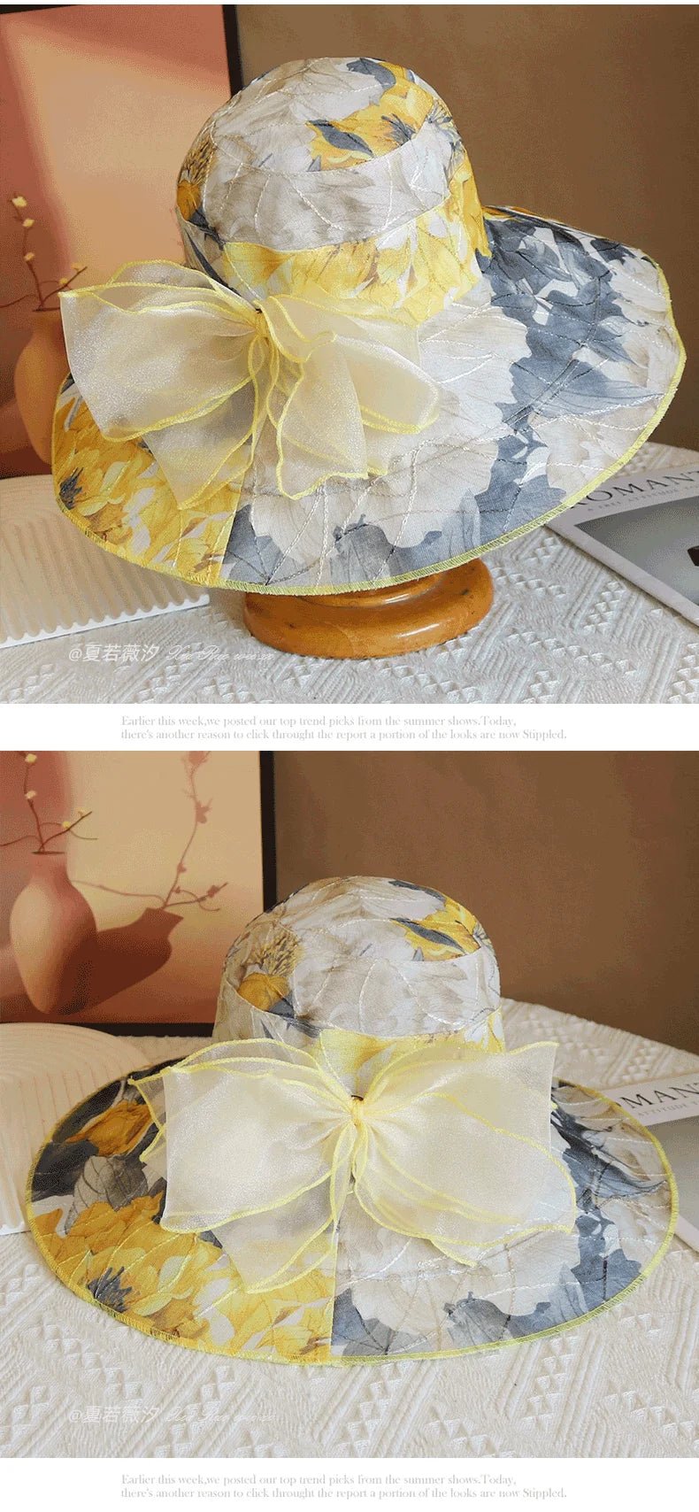 Hot Sale Fashion Flower Printing Cap Beach Hat Women Summer Hat Big Brim Sunshade Hat Outdoors Sun Hat Female Panama Bucket Hat - PratSN