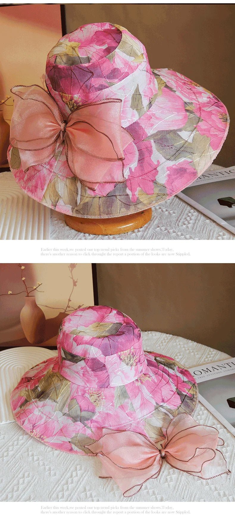 Hot Sale Fashion Flower Printing Cap Beach Hat Women Summer Hat Big Brim Sunshade Hat Outdoors Sun Hat Female Panama Bucket Hat - PratSN