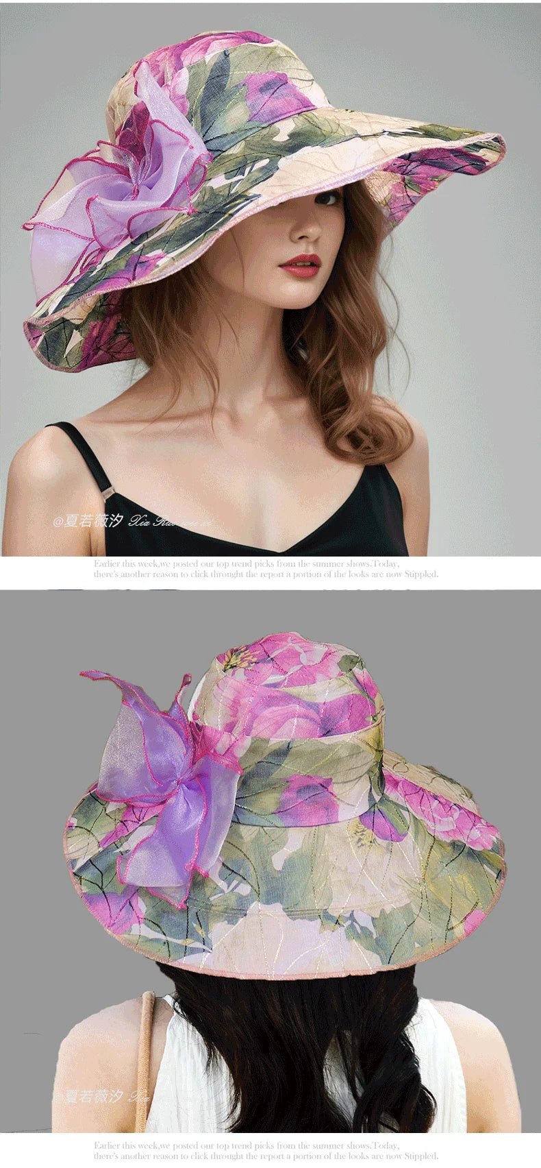 Hot Sale Fashion Flower Printing Cap Beach Hat Women Summer Hat Big Brim Sunshade Hat Outdoors Sun Hat Female Panama Bucket Hat - PratSN