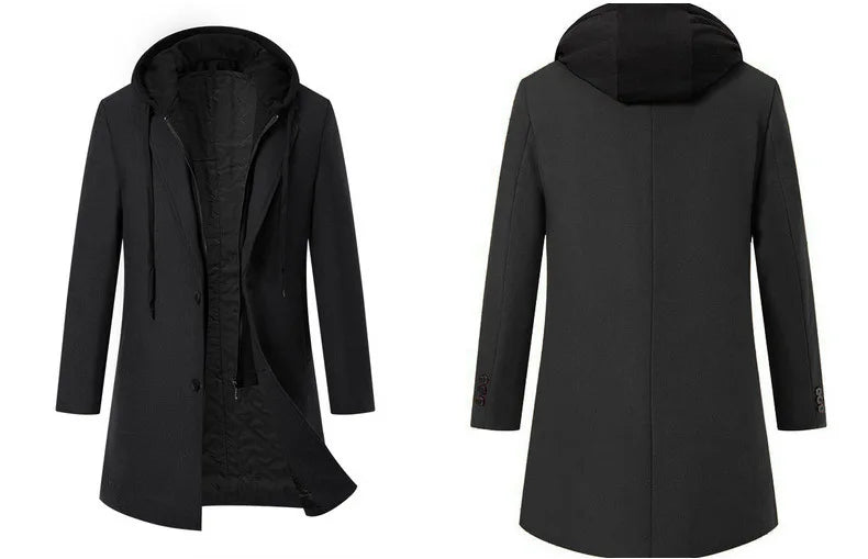 Hot Sales 2024 Minthson Winter Thick Hooded Two - piece Medium Length Woolen Coat With Cotton Patchwork Coat - PratSN