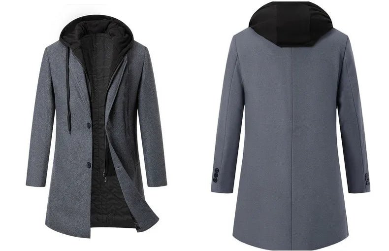 Hot Sales 2024 Minthson Winter Thick Hooded Two - piece Medium Length Woolen Coat With Cotton Patchwork Coat - PratSN
