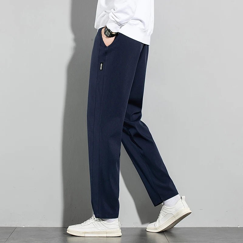 Ice Silk Men's Pants 2025 Summer New Black Gray Thin Business Casual Pants Outdoor Elastic Breathable Straight Leg Sweatpants - PratSN