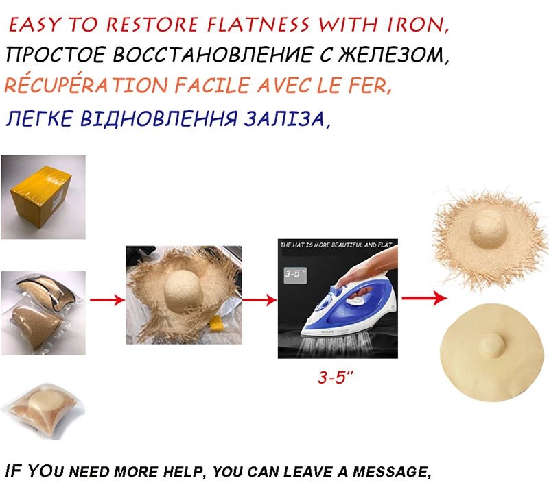 Imitation Pearl Empty Top Straw Hats for Women Casual Summer Beach Visor Caps Wide Large Brim Sun Protection Outdoor Sports Cap - PratSN