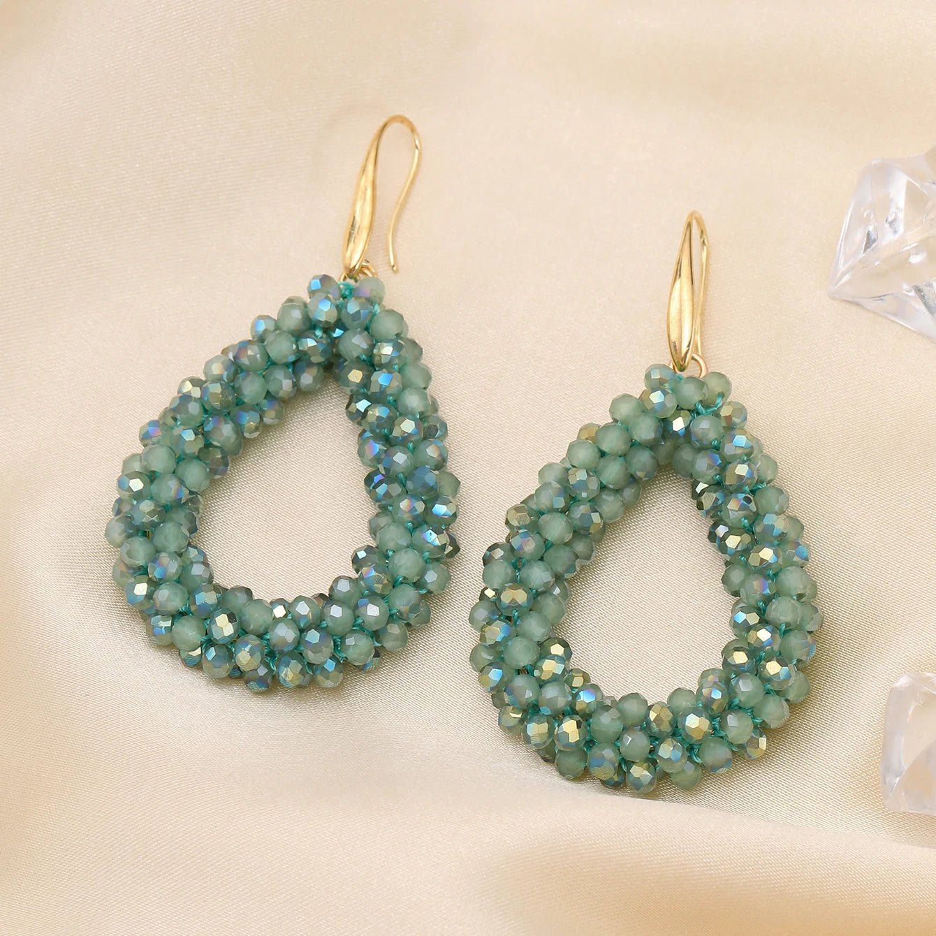 INKDEW Mixed Color Big Drop Earrings Colorful Bead Handmade Threading Crystal Earrings for Women Gift Water Drop Jewelry EA004 - PratSN