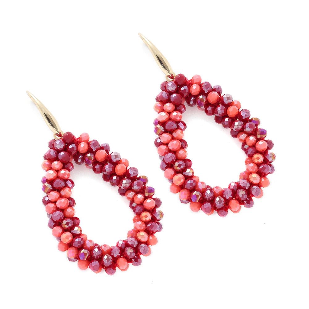 INKDEW Mixed Color Big Drop Earrings Colorful Bead Handmade Threading Crystal Earrings for Women Gift Water Drop Jewelry EA004 - PratSN