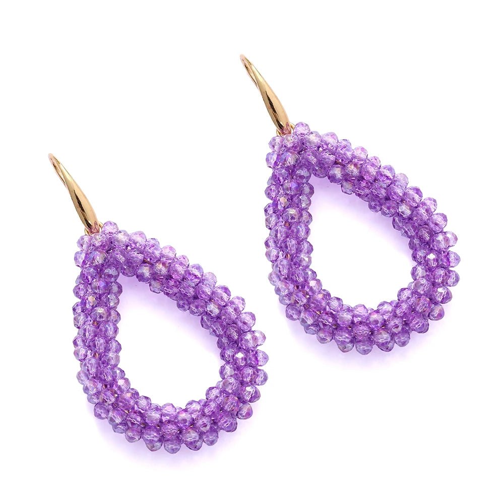 INKDEW Mixed Color Big Drop Earrings Colorful Bead Handmade Threading Crystal Earrings for Women Gift Water Drop Jewelry EA004 - PratSN