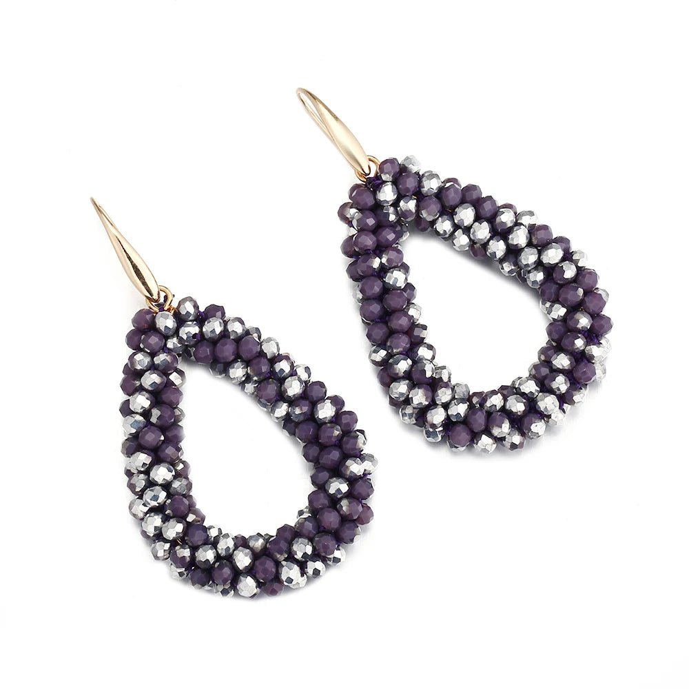 INKDEW Mixed Color Big Drop Earrings Colorful Bead Handmade Threading Crystal Earrings for Women Gift Water Drop Jewelry EA004 - PratSN