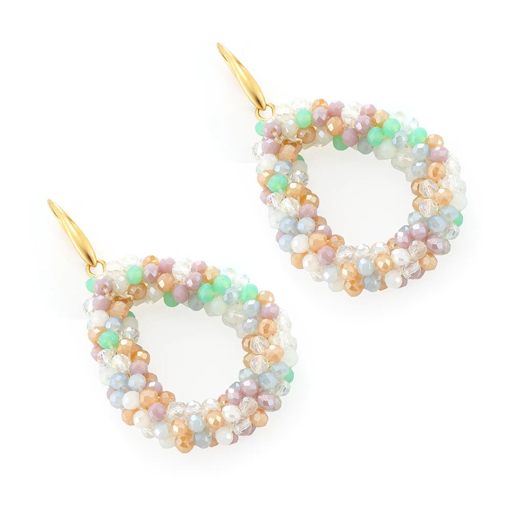 INKDEW Mixed Color Big Drop Earrings Colorful Bead Handmade Threading Crystal Earrings for Women Gift Water Drop Jewelry EA004 - PratSN