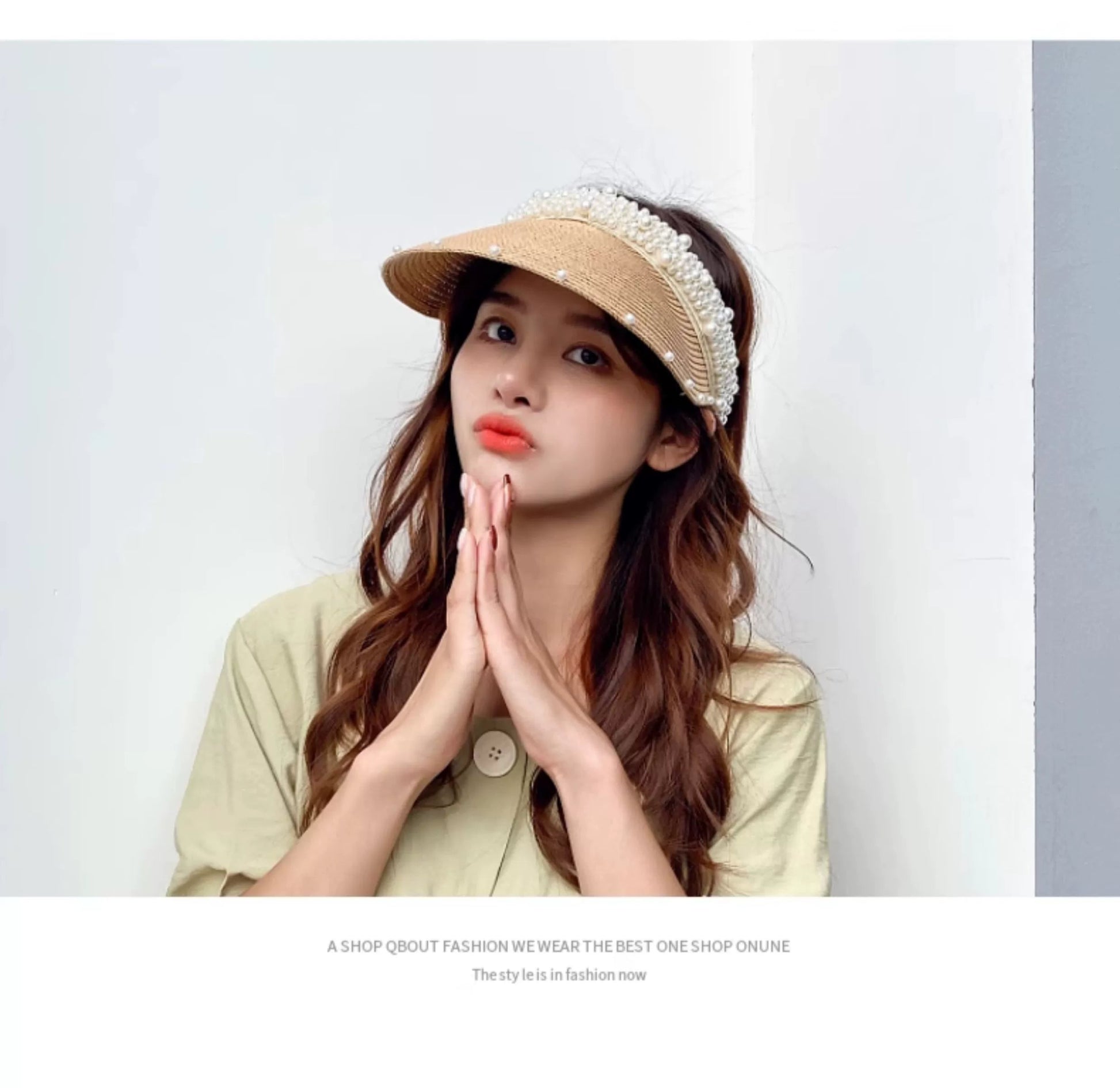 Internet Celebrity Women's Summer Pearl Beach Hollow Sunbonnet - PratSN