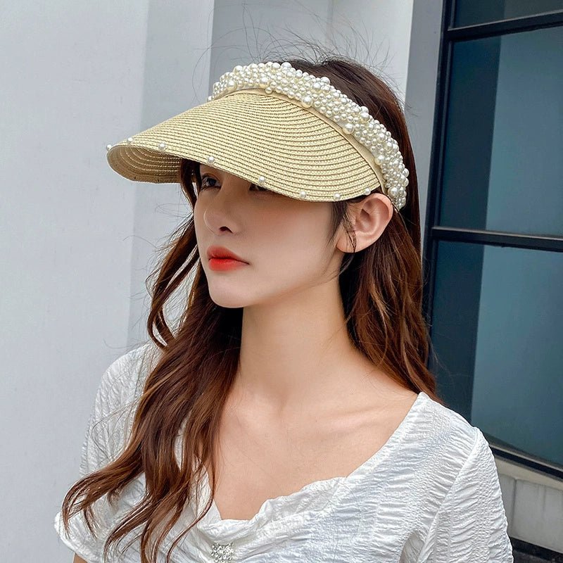 Internet Celebrity Women's Summer Pearl Beach Hollow Sunbonnet - PratSN