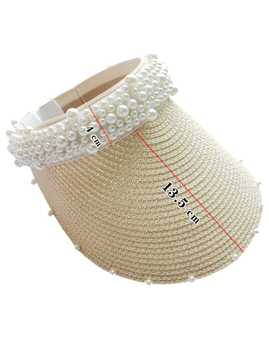 Internet Celebrity Women's Summer Pearl Beach Hollow Sunbonnet - PratSN