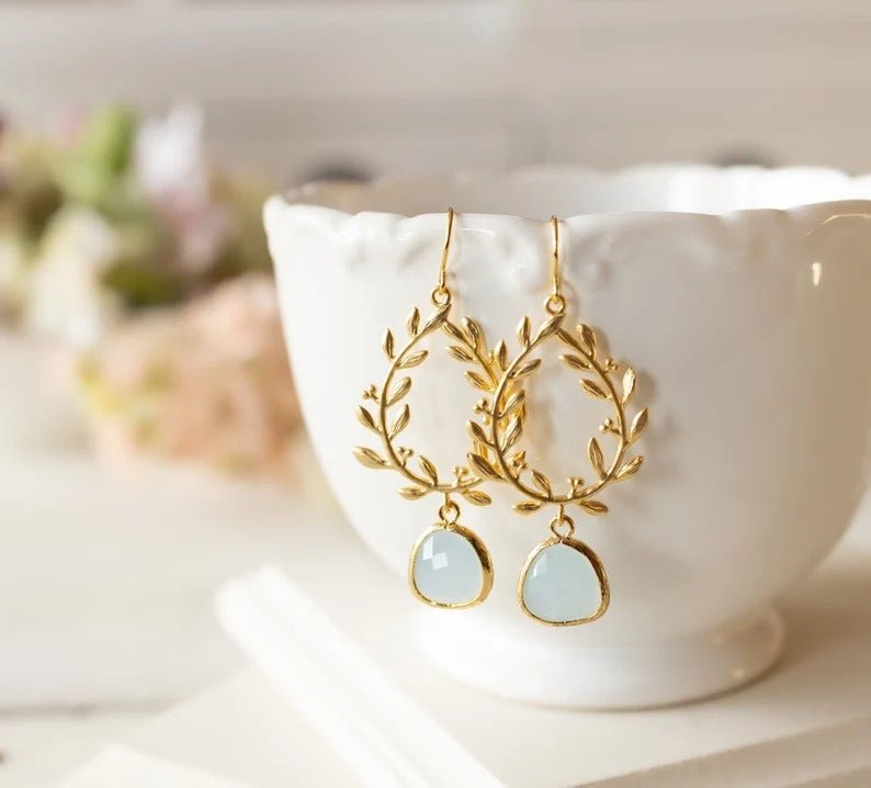 Irregular Temperament Emerald Wheat Ear Earrings - PratSN