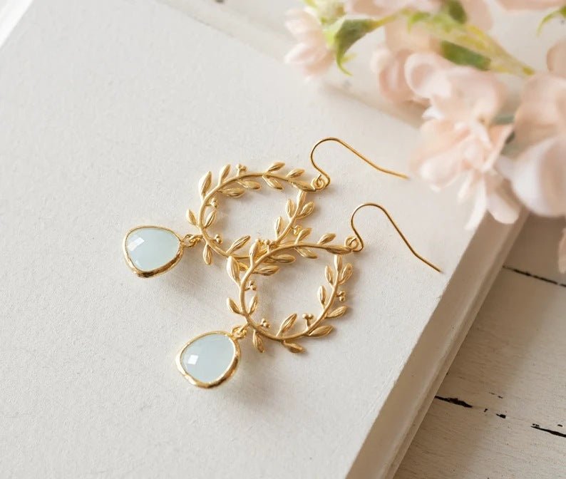 Irregular Temperament Emerald Wheat Ear Earrings - PratSN