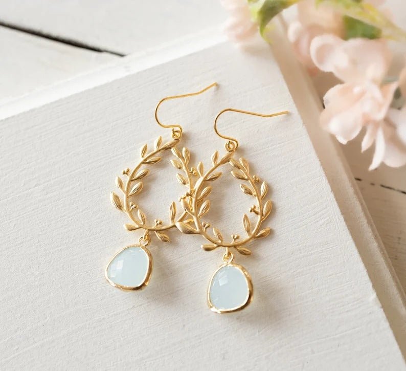 Irregular Temperament Emerald Wheat Ear Earrings - PratSN