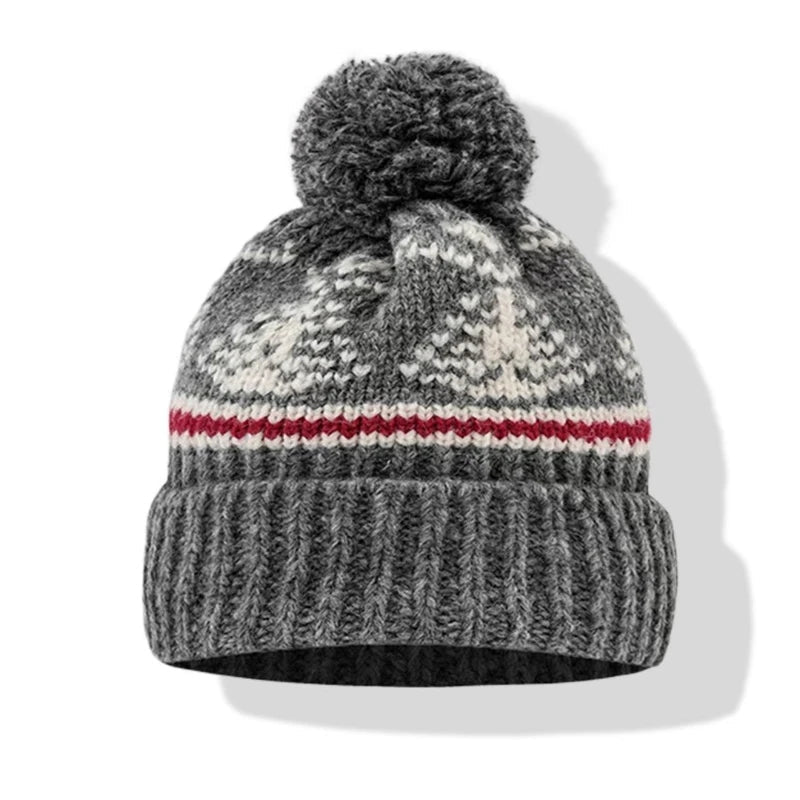 Japanese Retro Ethnic Style Jacquard Knitted Pullover Hat for Women's Autumn and Winter Warm Ear Protection Skull Beanie Caps - PratSN