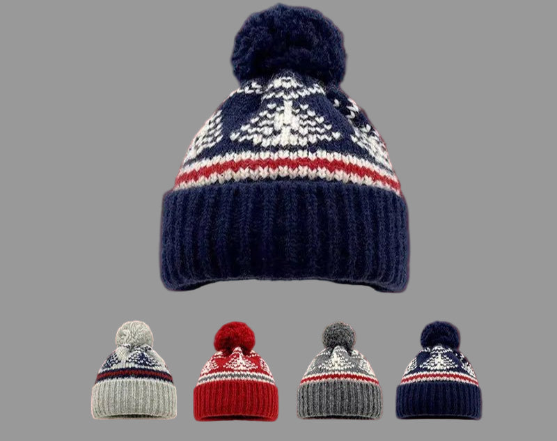 Japanese Retro Ethnic Style Jacquard Knitted Pullover Hat for Women's Autumn and Winter Warm Ear Protection Skull Beanie Caps - PratSN