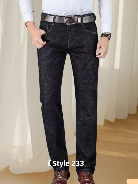 JEAN New Business Men's Jeans Casual Straight Stretch Fashion Classic Blue Black Work Denim Trousers - PratSN