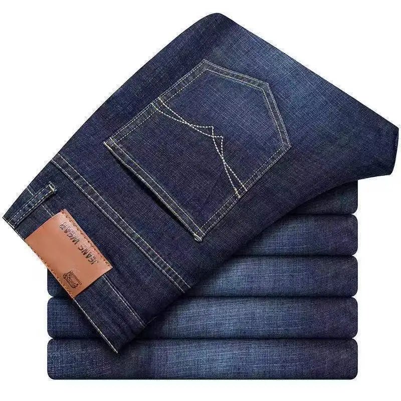 JEAN New Business Men's Jeans Casual Straight Stretch Fashion Classic Blue Black Work Denim Trousers - PratSN
