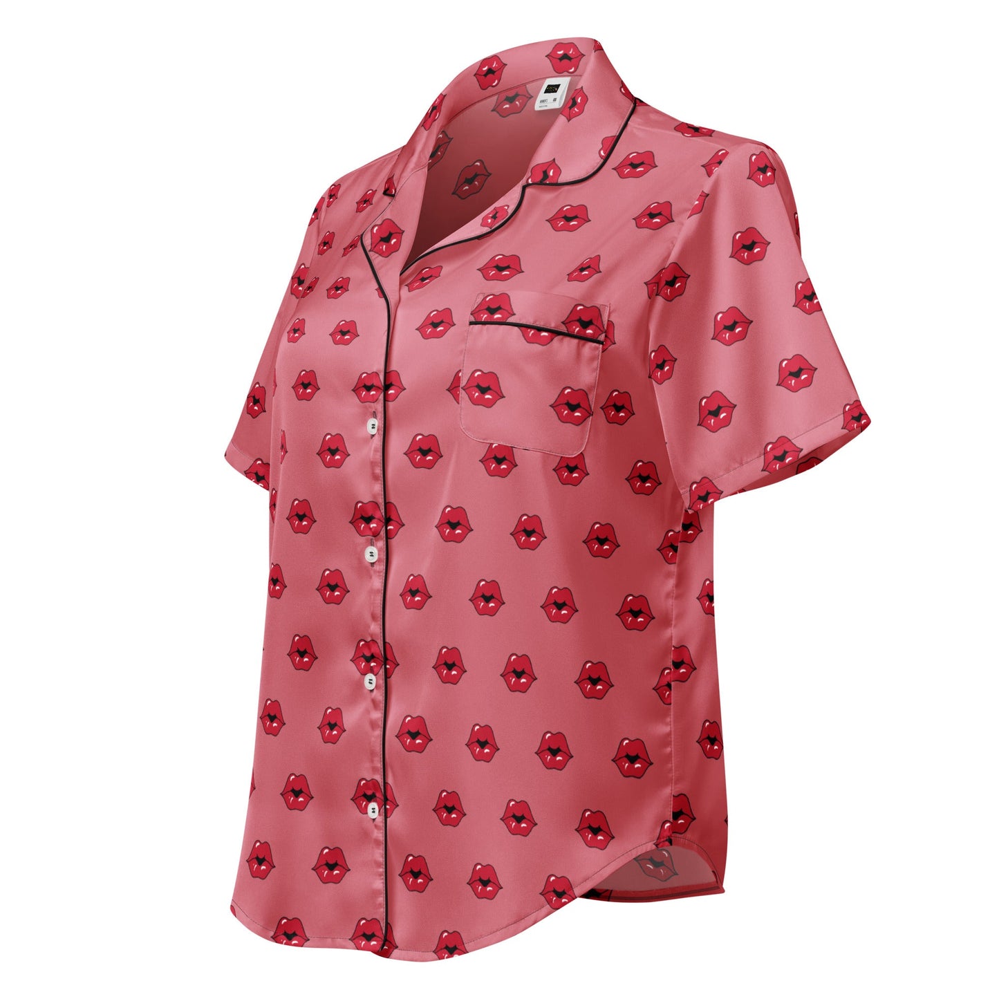 Kiss Pattern All - over print women’s short sleeve pajama top - PratSN