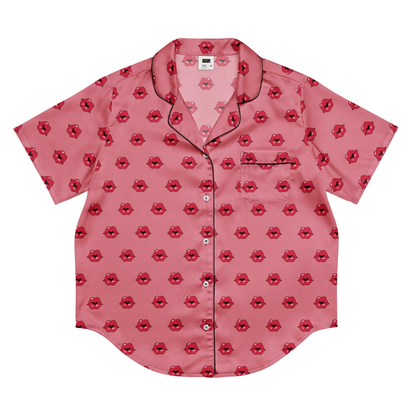 Kiss Pattern All - over print women’s short sleeve pajama top - PratSN