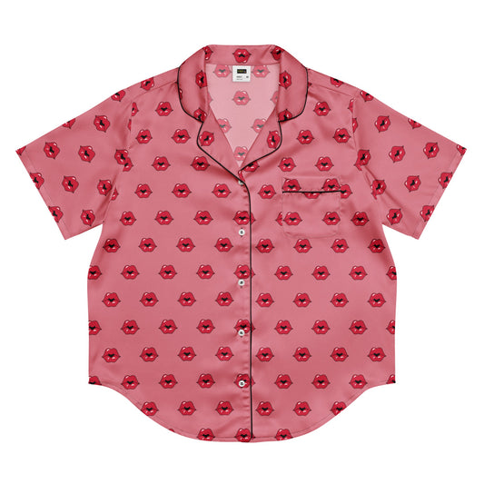 Kiss Pattern All - over print women’s short sleeve pajama top - PratSN
