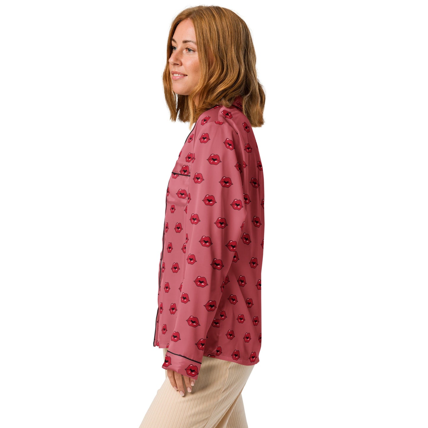 Kiss pattern Women’s long sleeve pajama top - PratSN