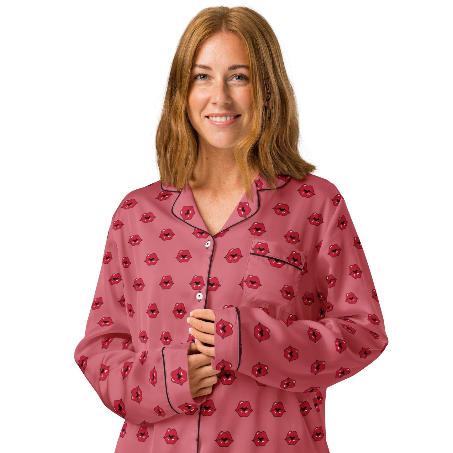 Kiss pattern Women’s long sleeve pajama top - PratSN