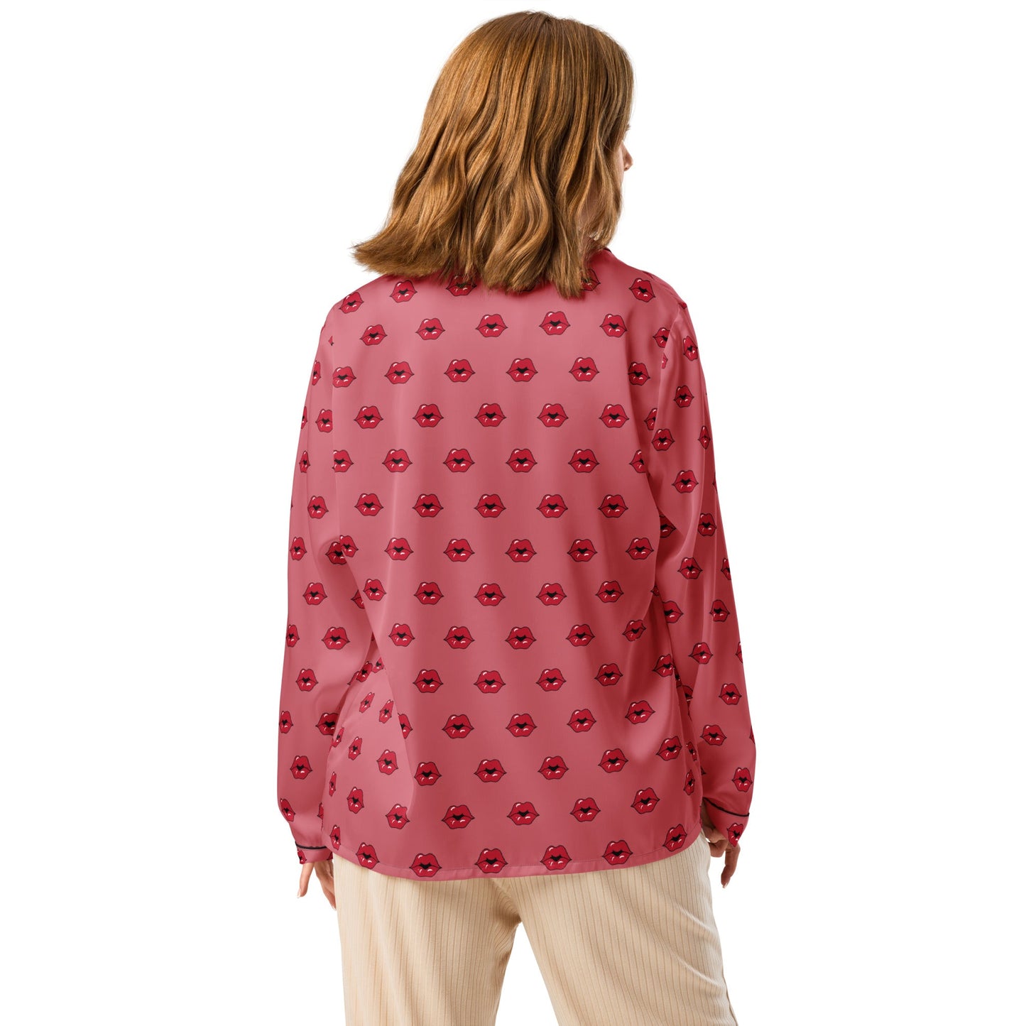 Kiss pattern Women’s long sleeve pajama top - PratSN