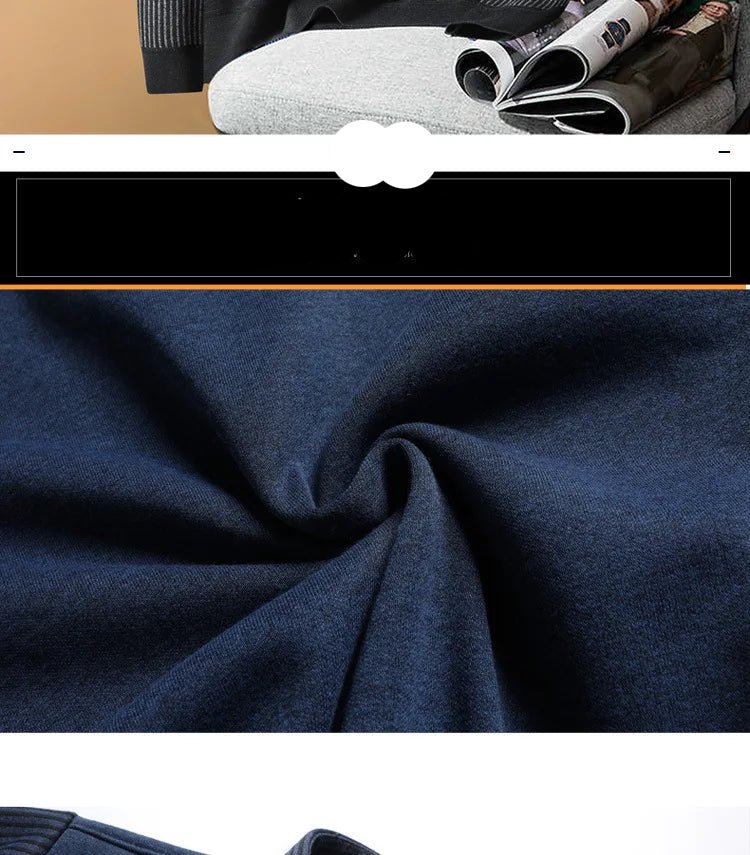 Knitted Sweater Velvet Thickened Men's Fake Two - piece Shirt Collar Sweaters Base Shirt Loose Pullover Winter Thermal Underwear - PratSN