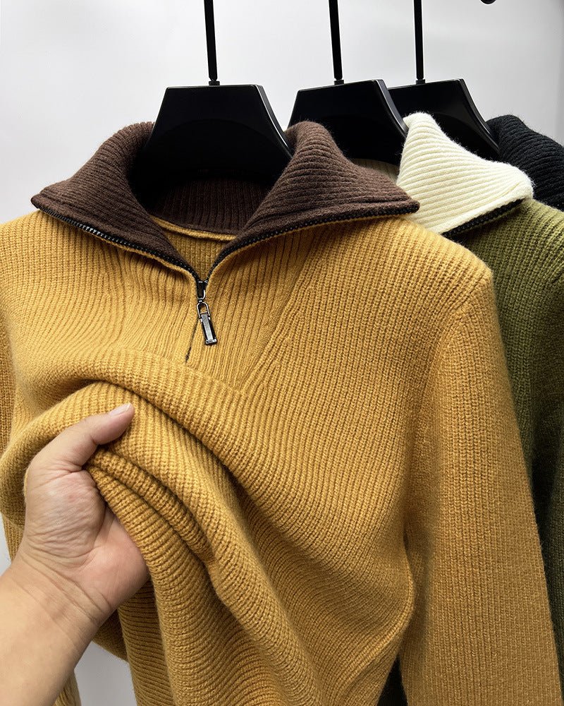 Knitwear Coat Men's Winter Lapel High Collar Sweater - PratSN